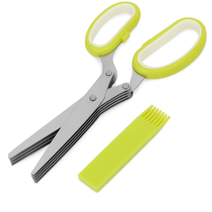 5-Layer Herb Scissors – Stainless Steel Multi-Blade Cutter with Cleaning Comb