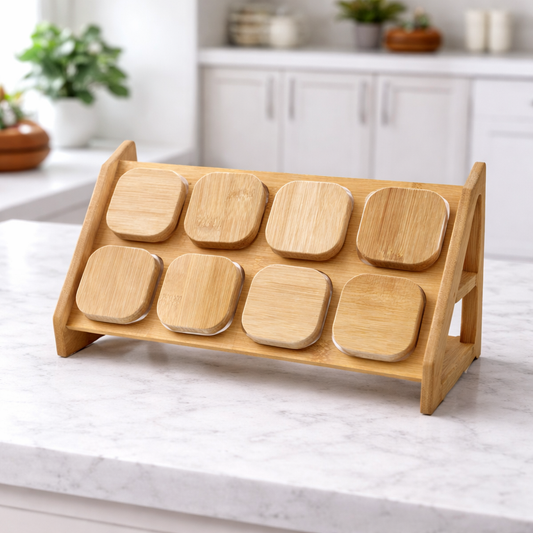 Jar Set 8PCS Wooden Sleeping – Horizontal Storage Organizer with Lids - Habitt