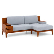 Nerra 6 Seater Wooden Corner Sofa | Modern L-Shape Lounge Sofa with Storage Drawers - Habitt