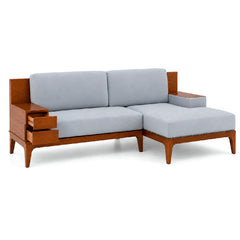 Nerra 6 Seater Wooden Corner Sofa | Modern L-Shape Lounge Sofa with Storage Drawers - Habitt