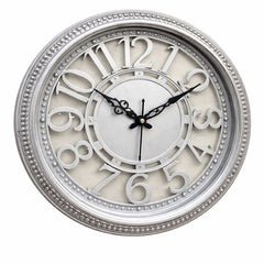 Heritage Retro Wall Clock 15 Inch – Vintage Beaded Frame with Classic Raised Numerals (Plastic)