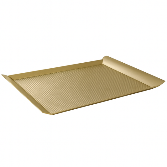 Golden Dotted Serving Tray – Elegant Non-Slip Metallic Platter for Home, Events & Gifting