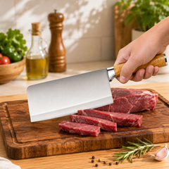 Wooden Handle Knife Chopper – Heavy-Duty Stainless Steel Kitchen Cleaver