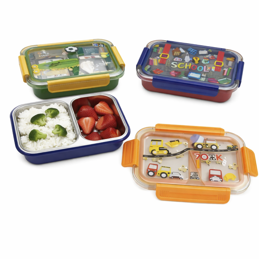 1 PC Stainless Steel Back to School Lunchbox – Leakproof Partition Tiffin Box for Kids Assorted - Habitt