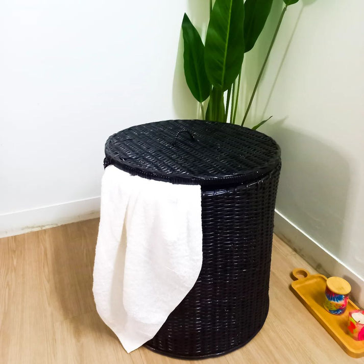 Black Cane Laundry Basket