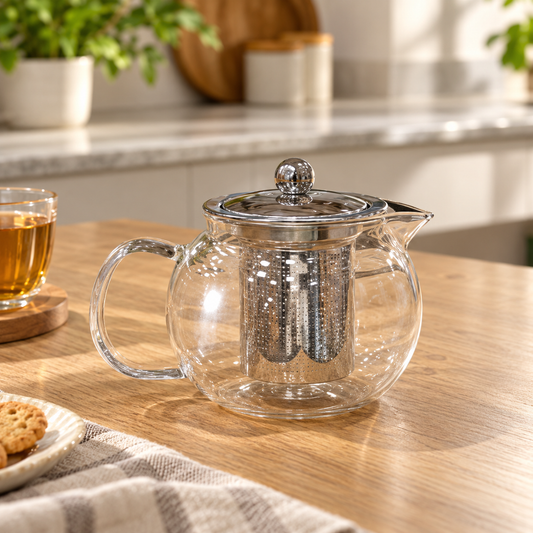 Clear Glass Kettle with Lid & Handle
