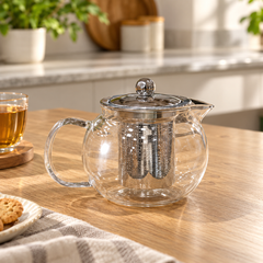 Clear Glass Kettle with Lid & Handle