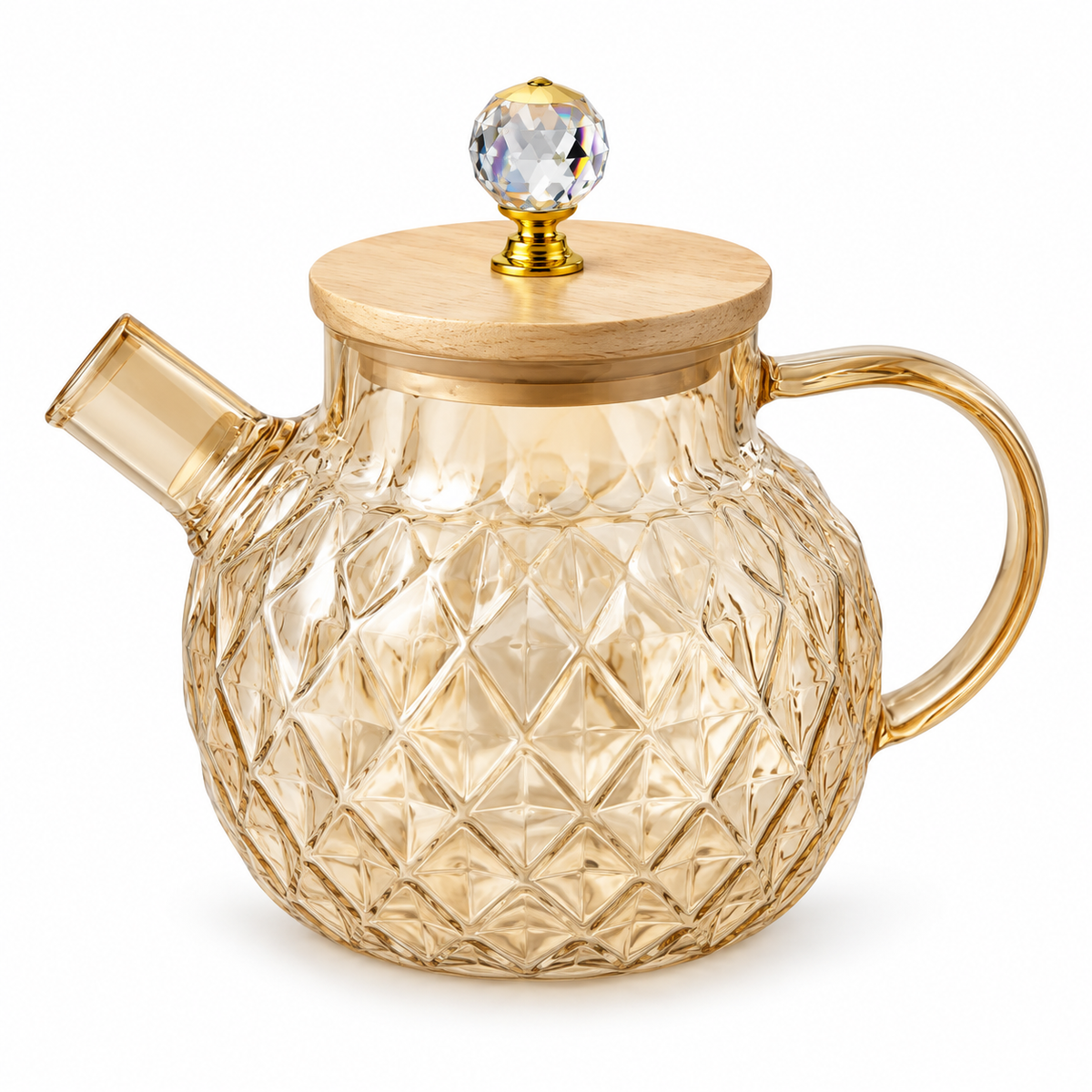Glass Kettle with Wooden Lid – 1 Liter