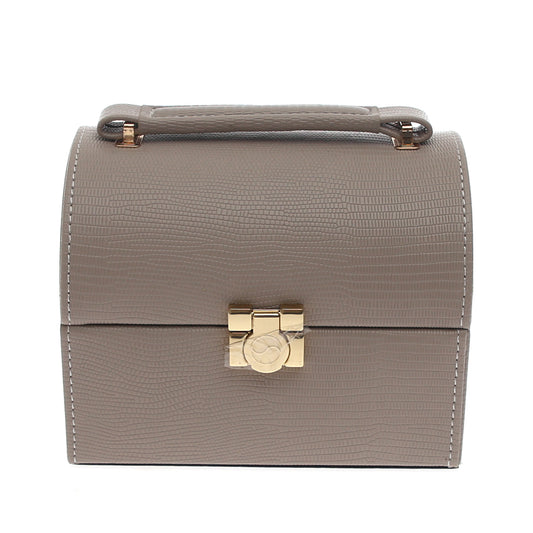 Round Top Jewelry Storage Box – Compact Organizer with Handle & Lock