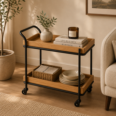 Rustic Rover 2-Step Sheesham Wood Tea Trolley
