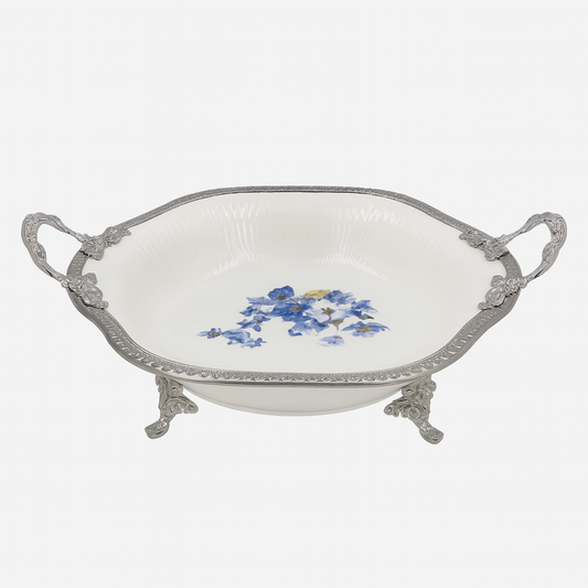 Luxury Serving Dish – Blue Floral Design (Small) | 33 × 33 cm