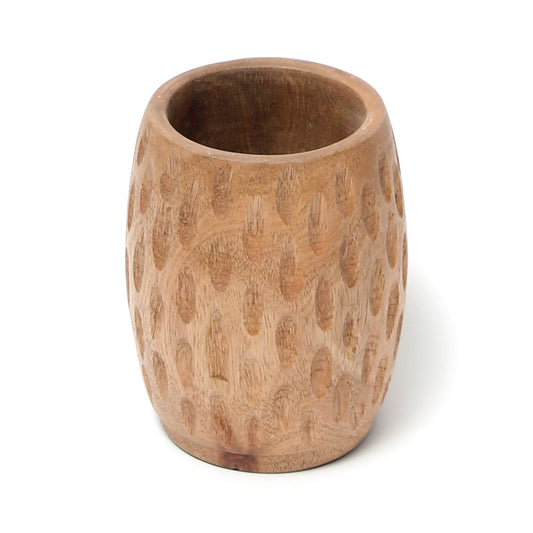 Handcrafted Wooden Linear Vase – Minimalist Rustic Boho Decorative Wood Vase