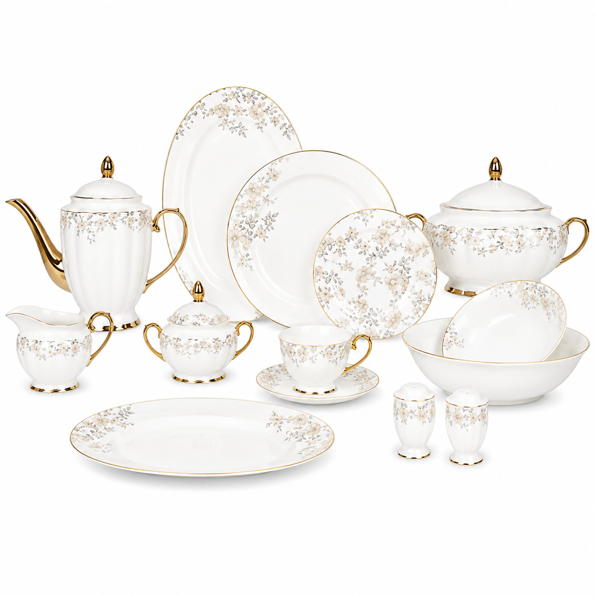 Premium 65-Piece Dinner Set | Sophisticated Dining & Serving Collection