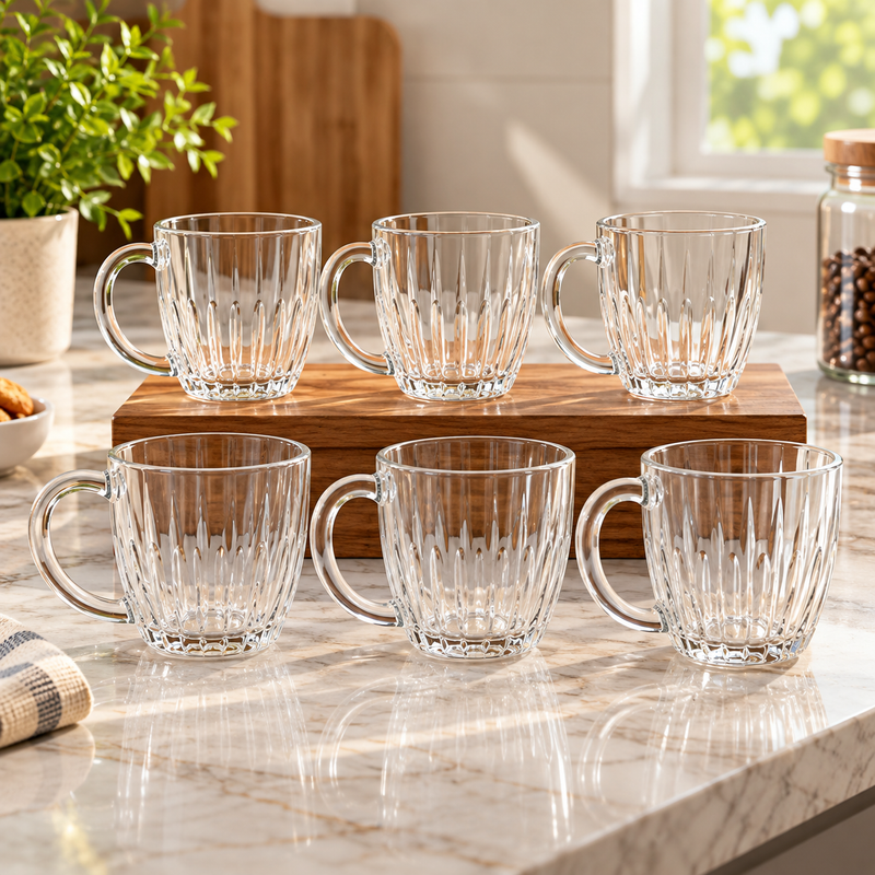 Clear Glass Tea Mug with Handle