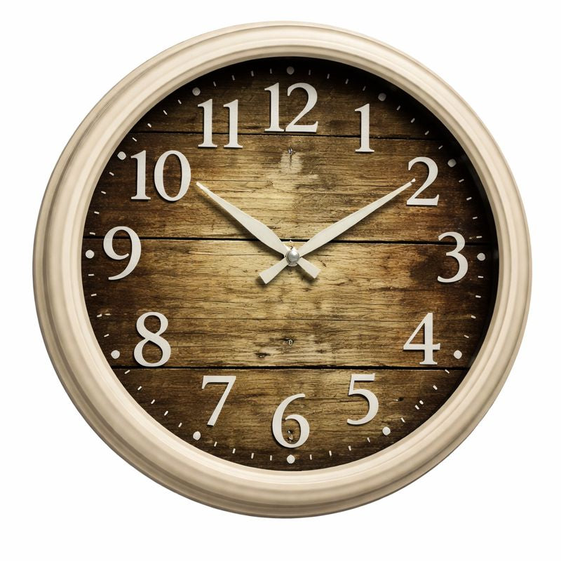 Heritage Scottish Rustic Wall Clock 20" – Vintage Wood Effect Dial with Classic Numerals (Plastic Frame)