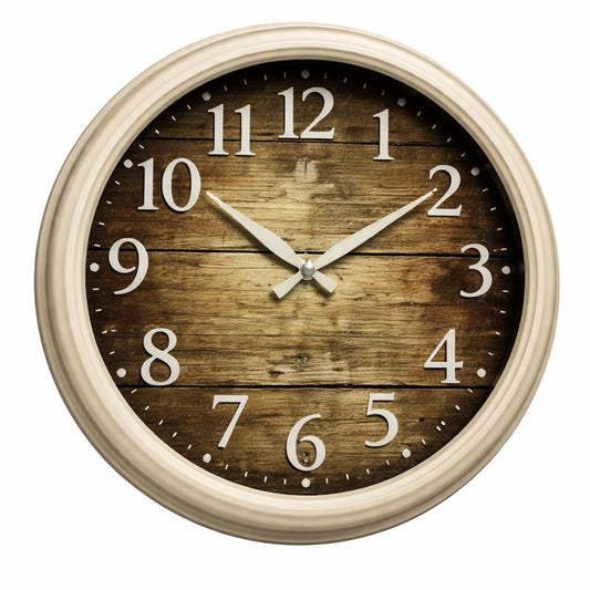 Heritage Scottish Rustic Wall Clock 20" – Vintage Wood Effect Dial with Classic Numerals (Plastic Frame)