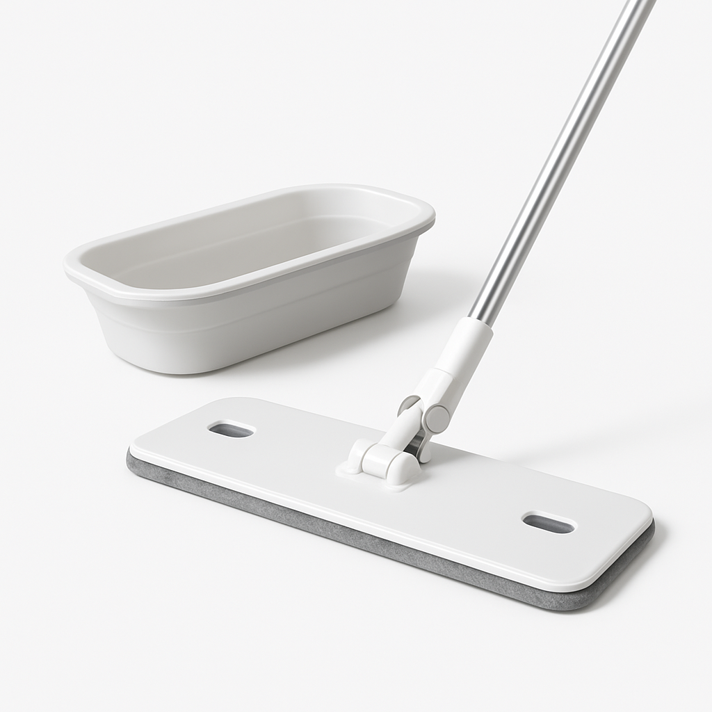 Flat Mop with Folding Bucket – Compact Wet & Dry Cleaning Set