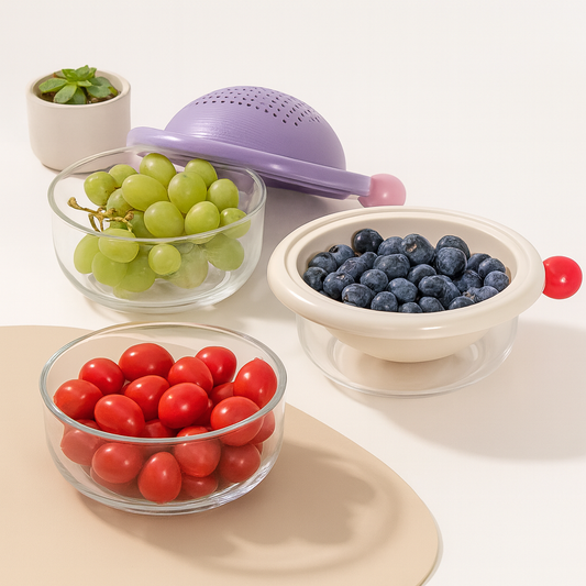 Double Layer Food Drain Basket – Rotating Strainer with Base Bowl