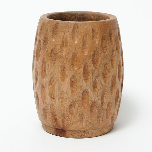 Handcrafted Wooden Linear Vase – Minimalist Rustic Boho Decorative Wood Vase