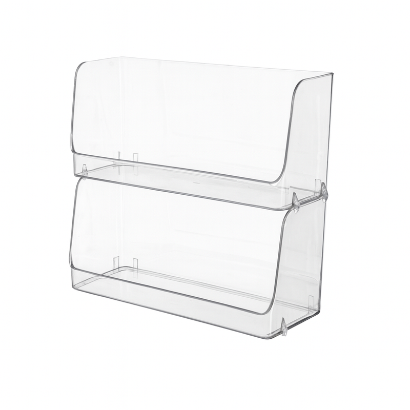 Large Acrylic Stackable Storage Basket – Clear Multi-Purpose Organizer for Kitchen, Pantry & Home Shelves (Small/Large) - Habitt