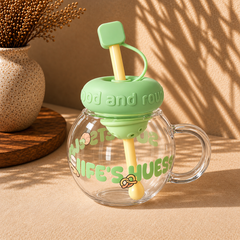 Cute Cartoon Plastic Sipper with Straw & Handle – Kids Drinking Cup