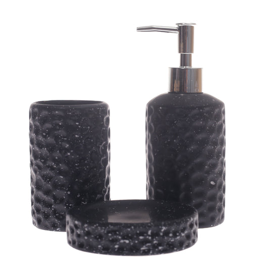 3Pcs Bath Set Black 8 X 8 Inch Gs-02