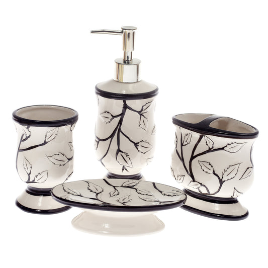 4Pcs Bath Set Black & White 11 X 9 Inch Gs-06
