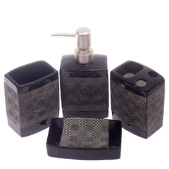4Pcs Bath Set Brown & Black 11 X 9 Inch Gs-14