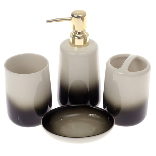 4Pcs Bath Set Brown & White 11 X 9 Inch Gs-13