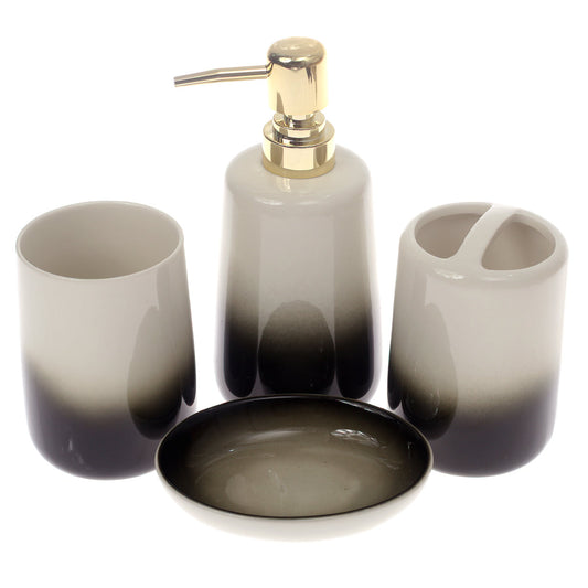 4Pcs Bath Set Brown & White 11 X 9 Inch Gs-13