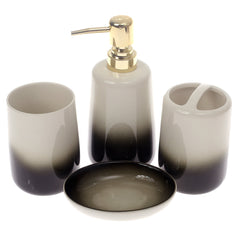 4Pcs Bath Set Brown & White 11 X 9 Inch Gs-13