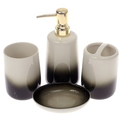 4Pcs Bath Set Brown & White 11 X 9 Inch Gs-13