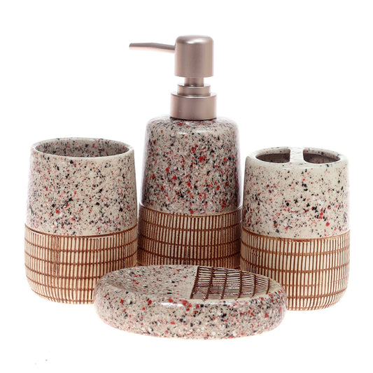 4Pcs Bath Set Brown 10 X 8 Inch Gs-10