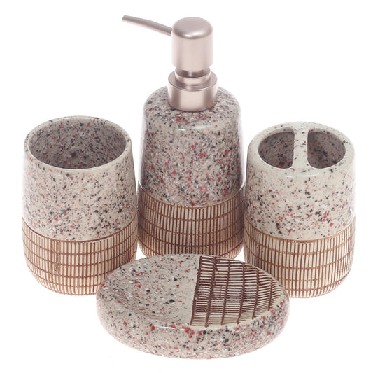 4Pcs Bath Set Brown 10 X 8 Inch Gs-10