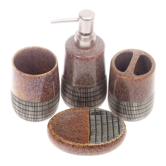 4Pcs Bath Set Brown 10 X 8 Inch Gs-11