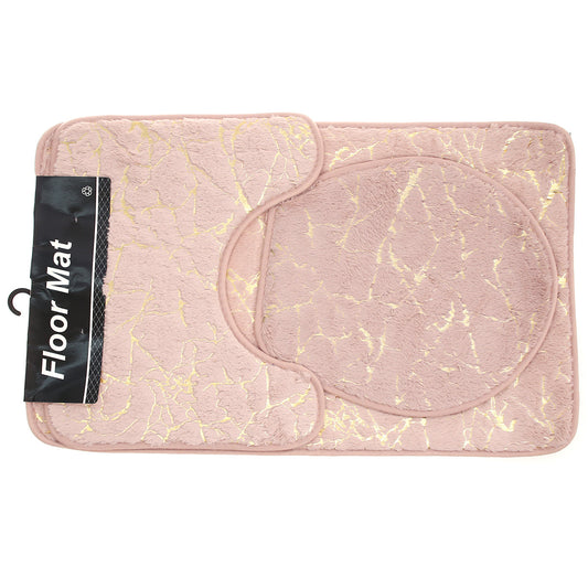 3 Piece Bathroom Mat Set – Marble Design, Soft & Absorbent
