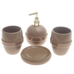 Beige Ceramic 4-Piece Bathroom Accessory Set  Modern Circle Design