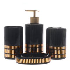 Black & Gold 4-Piece Bathroom Accessory Set  Modern Luxe Design