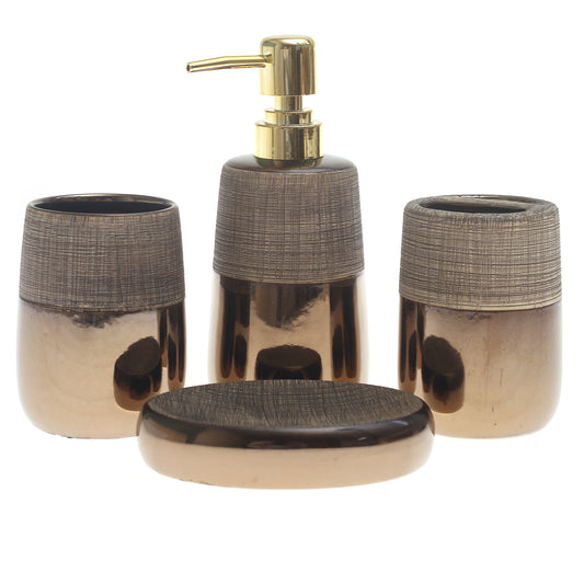 Black & Grey Textured 4-Piece Bathroom Accessory Set  Contemporary Rustic Finish
