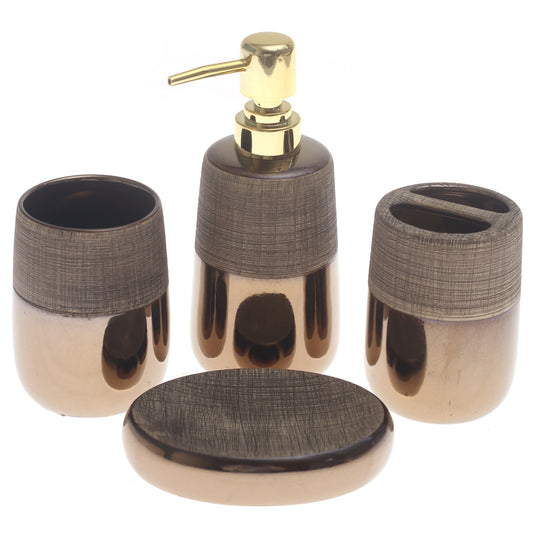 Black & Grey Textured 4-Piece Bathroom Accessory Set  Contemporary Rustic Finish