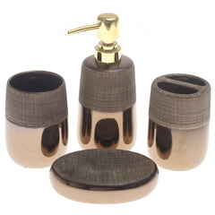 Black & Grey Textured 4-Piece Bathroom Accessory Set  Contemporary Rustic Finish