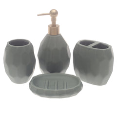 Green Honeycomb 4-Piece Bathroom Accessory Set – Modern Geometric Texture