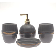 Grey & Beige Textured 4-Piece Bathroom Accessory Set  Matte Rustic Finish