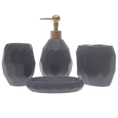 Grey Circle Design 4-Piece Bathroom Accessory Set – Sleek Modern Gloss Finish