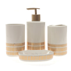 White & Gold 4-Piece Bathroom Accessory Set – Elegant Modern Design