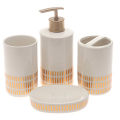 White & Gold 4-Piece Bathroom Accessory Set – Elegant Modern Design
