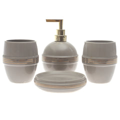 White Circle Design 4-Piece Bathroom Accessory Set – Clean Modern Gloss Finish