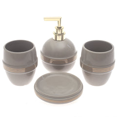 White Circle Design 4-Piece Bathroom Accessory Set – Clean Modern Gloss Finish