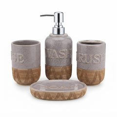 4-Piece Ceramic Bathroom Accessories Set | Soap Dispenser, Soap Dish, Toothbrush Holder & Tumbler