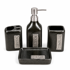 4-Piece Black Bathroom Accessories Set – Modern Bath Counter Set